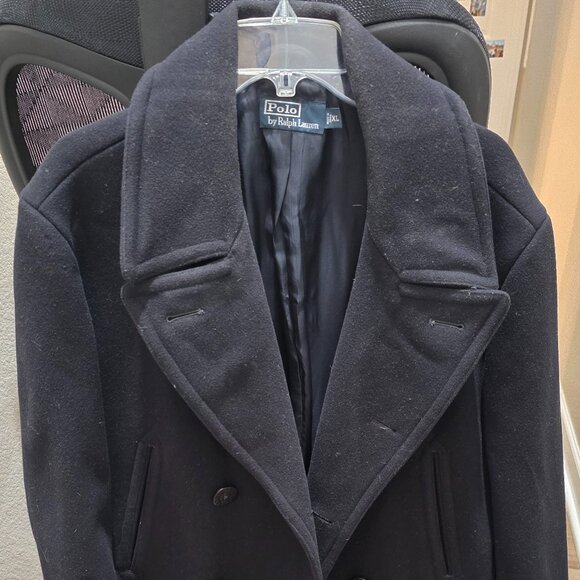 $350 Polo Ralph Lauren Peacoat Jacket Mens XL Navy Wool Blend Double Breasted - Picture 1 of 4